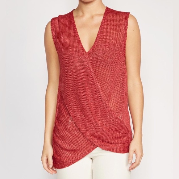 Brochu Walker Tops - BROCHU WALKER Rhain Wrap Top in Ruby Linen $248